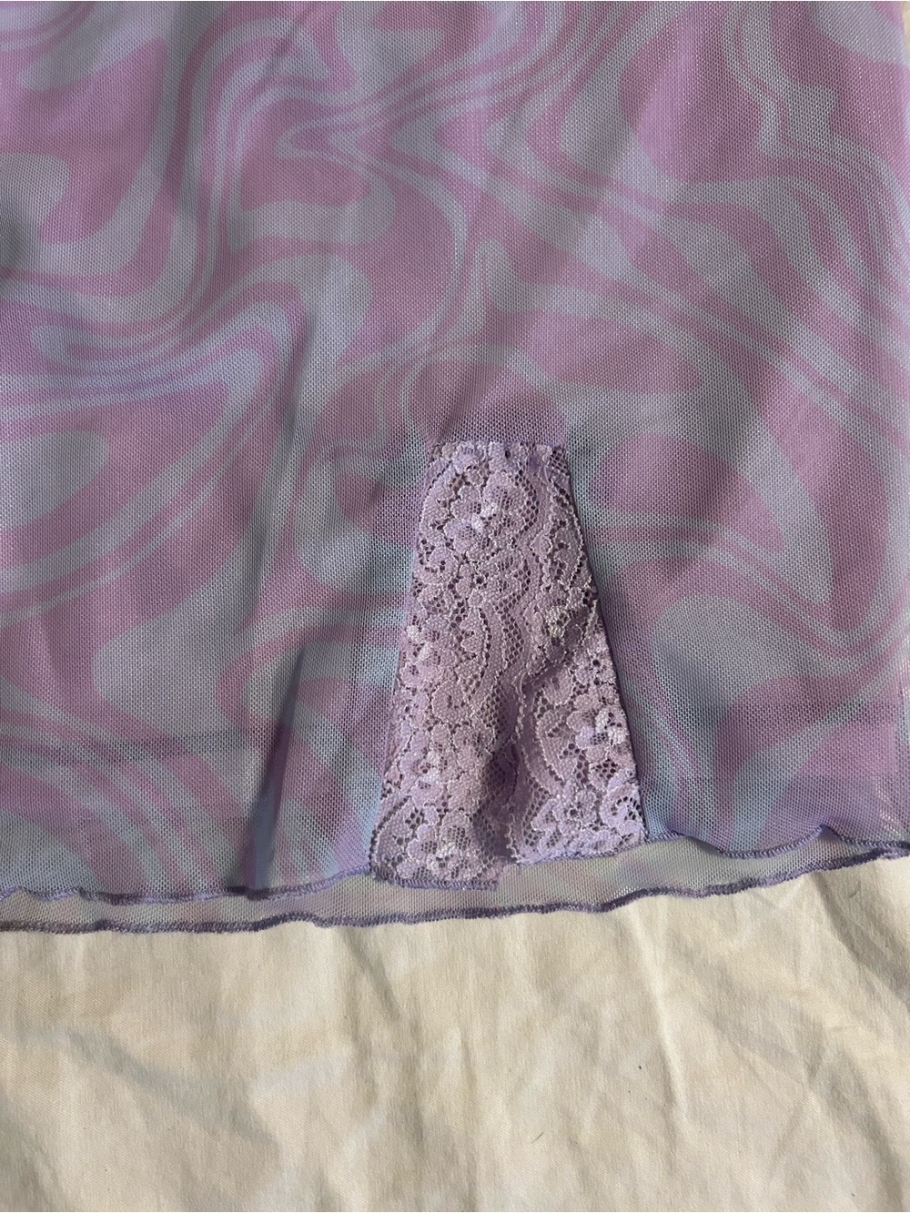 Lilac Swirl Mesh Mini Skirt - Picture 3 of 4